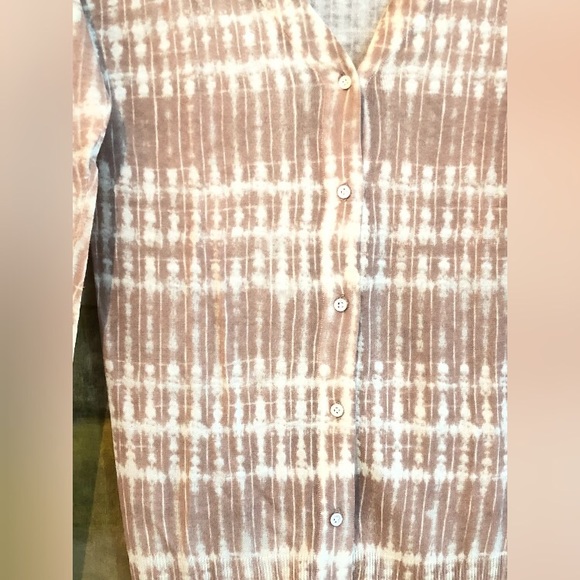J CREW LS Silk & Linen Tan & Cream Cardigan MINT! - Picture 3 of 8